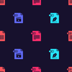 set ai file document mov txt and xls on seamless vector image