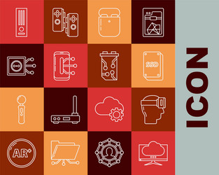 set line computer monitor screen virtual reality vector image