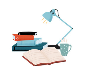 Stack of Books with Table Lamp vector image