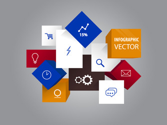 3d cubes with icons for website buttons vector image