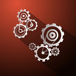 abstract paper cogs - gears on red background vector image