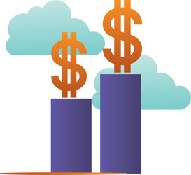 Bar graph with dollar symbol isolated icon vector