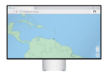 Computer monitor with map of trinidad and tobago vector