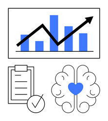 growth chart with brain and checklist symbolizing vector image