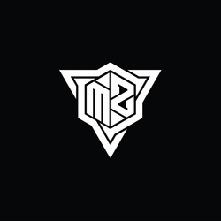 Mz logo monogram hexagon shape with triangle Vector Image