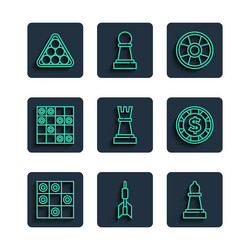 set line board game of checkers dart arrow chess vector image
