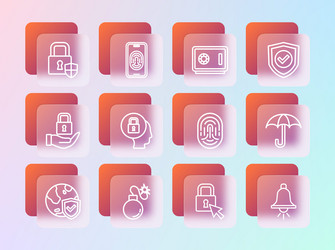 set line shield with check mark bomb fingerprint vector image
