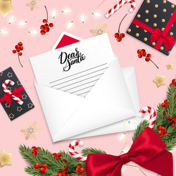 Dear santa lettering letterhead to claus vector