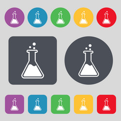flask icon sign a set of 12 colored buttons flat vector image