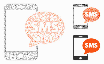 phone sms mesh network model and triangle vector image