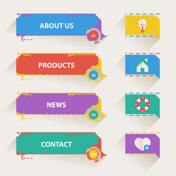 retro web navigation templates with icons vector