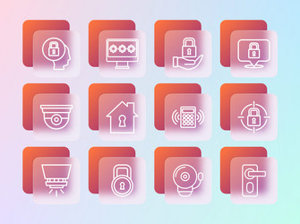Set line lock security keypad access panel vector