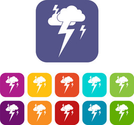 Cloud and lightning icons set Royalty Free Vector Image
