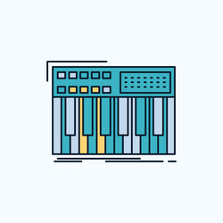synth keyboard midi synthesiser synthesizer flat vector image