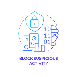 block suspicious activity blue gradient concept vector