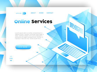 Computer data business app web landing page vector