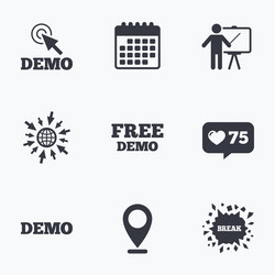 demo with cursor icon presentation billboard vector image