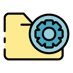 Folder with gear in a circle icon color outline vector