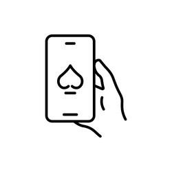 internet casino in cellphone outline pictogram vector