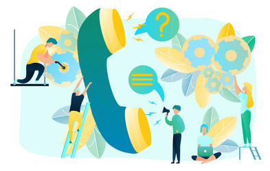 helping in customers requests with call support vector image
