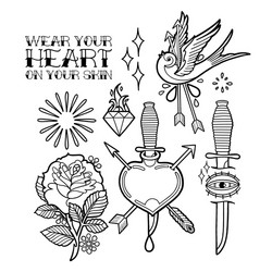 Old School Tattoo Collection Vector Image
