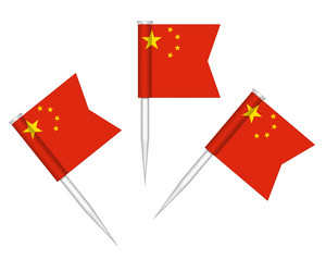 Chinese flag push pins mini stick small flags vector