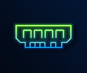 glowing neon line ram random access memory icon vector image