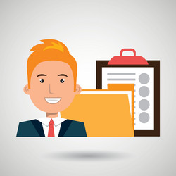 man with folder and clipboard isolated icon design vector image