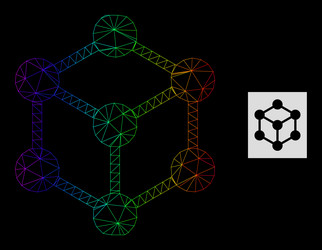 spectral gradiented polygonal net cube nodes icon vector image