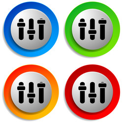 adjuster slider tuner fader bars with levers knobs vector image