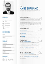 Timeline minimalist cv resume template Royalty Free Vector