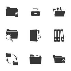 Folder icons set on a black background Royalty Free Vector