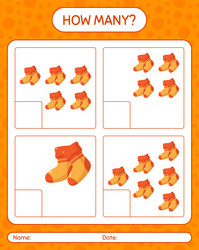 how many counting game with sock worksheet vector image