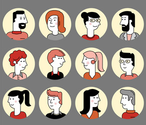 material cartoon avatars trendy characters vector