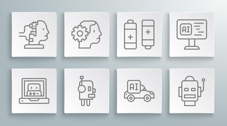 set line creating robot humanoid vector image