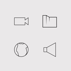 User interface simple linear icons set outlined vector