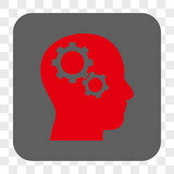 Brain gears rounded square button vector