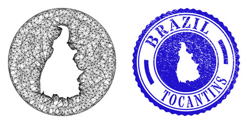 Mesh 2d inverted tocantins state map and scratched vector