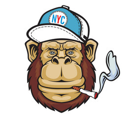 Green monkey smoking Royalty Free Vector Image