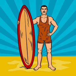 Old fashioned surfer engraving style Royalty Free Vector