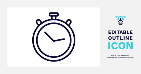 Timer round clock icon thin line vector