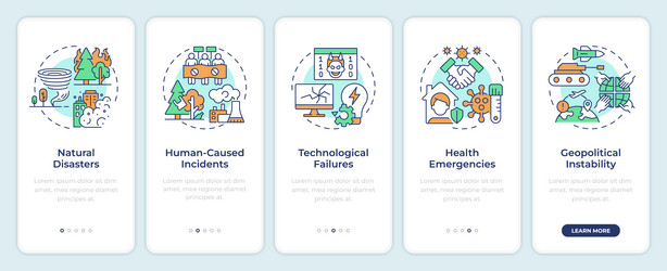 types of critical events onboarding mobile app vector image