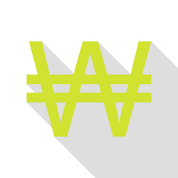 Won sign pear icon with flat style shadow path vector
