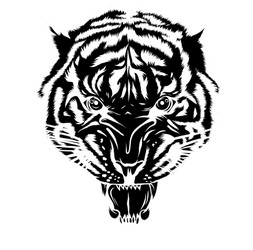 Black Silhouette Tiger Head Vector Image