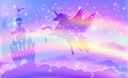 Fantasy background a magic castle with flying vector