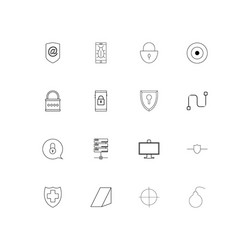 internet security linear thin icons set outlined vector image