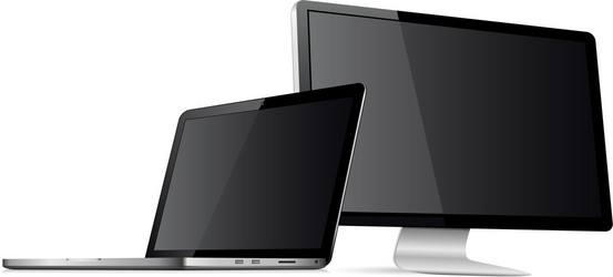 responsive web design computer display with laptop vector