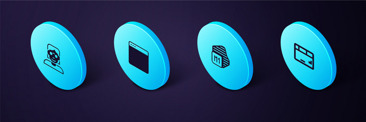set isometric keyboard processor browser window vector image