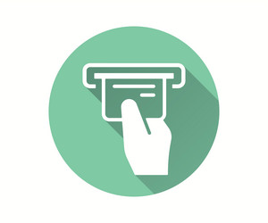 atm flat icon with long shadow for graphic and web vector image