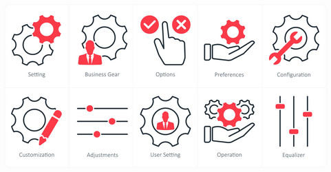 a set of 10 settings and configuration icons vector image